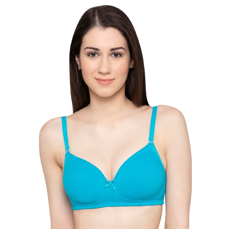 moisture wicking sleep bras for hot sleepers Bra with a low - cut cup for a more revealing style Padded Wirefree Full Coverage Full Support Cotton Bra Teal - CSOL13 moisture wicking sleep bras for hot sleepers Bra with a low - cut cup for a more revealing style Padded Wirefree Full Coverage Full Support Cotton Bra Teal - CSOL13