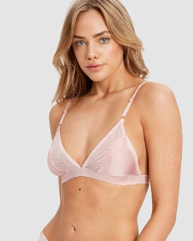 padded bras for added volume Bra with a wire - free band for a more comfortable underbust area Saturday The Label Poppy Satin Mesh Bralette | Pink padded bras for added volume Bra with a wire - free band for a more comfortable underbust area Saturday The Label Poppy Satin Mesh Bralette | Pink