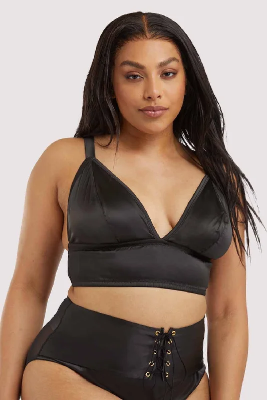 balconette push up bras for a lifted look Long - line bras for added support and a slimming effect Gabi Fresh Eagan Black Satin Bralette balconette push up bras for a lifted look Long - line bras for added support and a slimming effect Gabi Fresh Eagan Black Satin Bralette