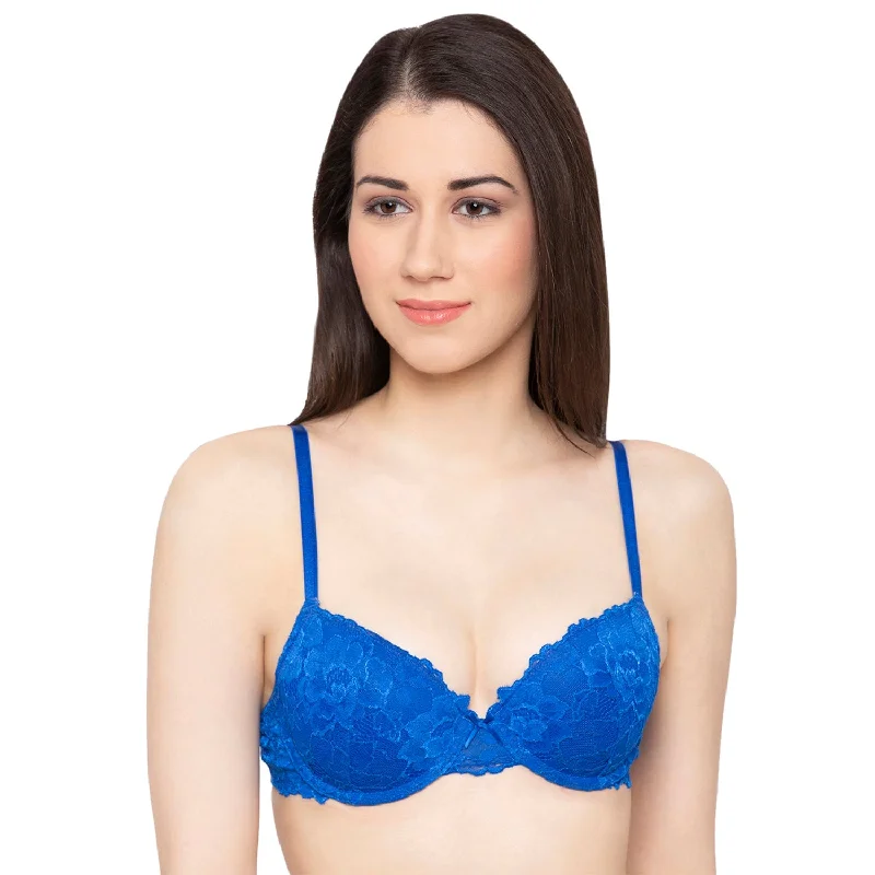 moisture wicking convertible bras Bra with a floral - print for a feminine and stylish look Push Up Wired Solid Bra Blue - CSOL14 moisture wicking convertible bras Bra with a floral - print for a feminine and stylish look Push Up Wired Solid Bra Blue - CSOL14