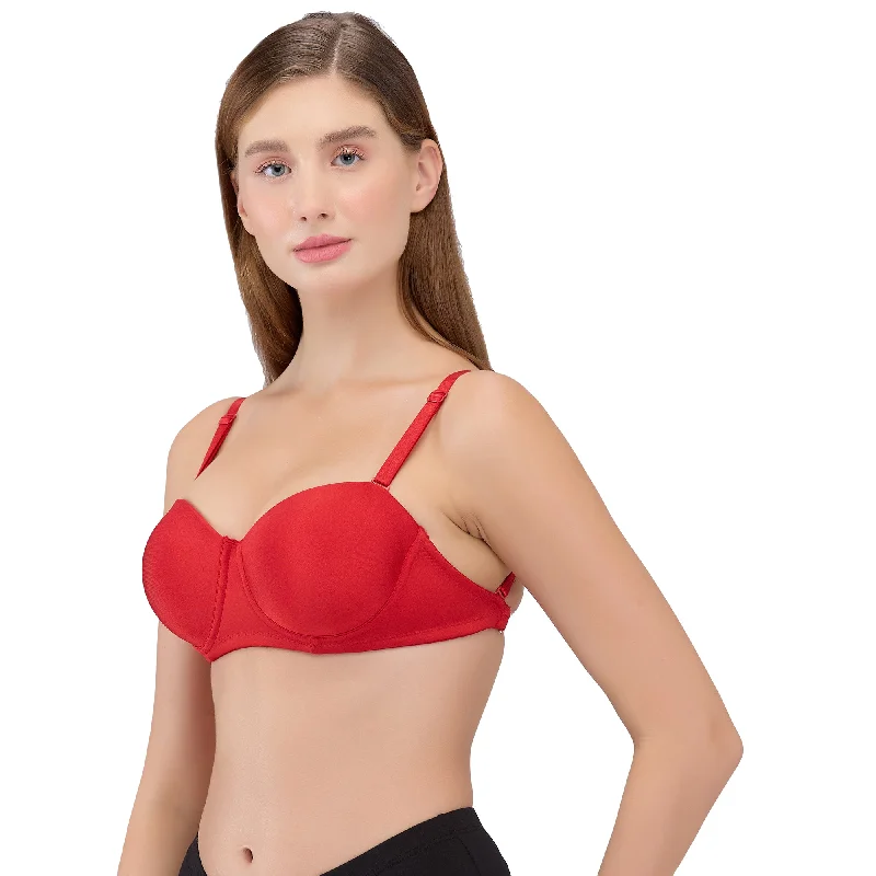 wireless bras for a natural feel Bra with a breathable lining for a cool feel Strapless Lightly Padded Solid Backless Bra Red wireless bras for a natural feel Bra with a breathable lining for a cool feel Strapless Lightly Padded Solid Backless Bra Red