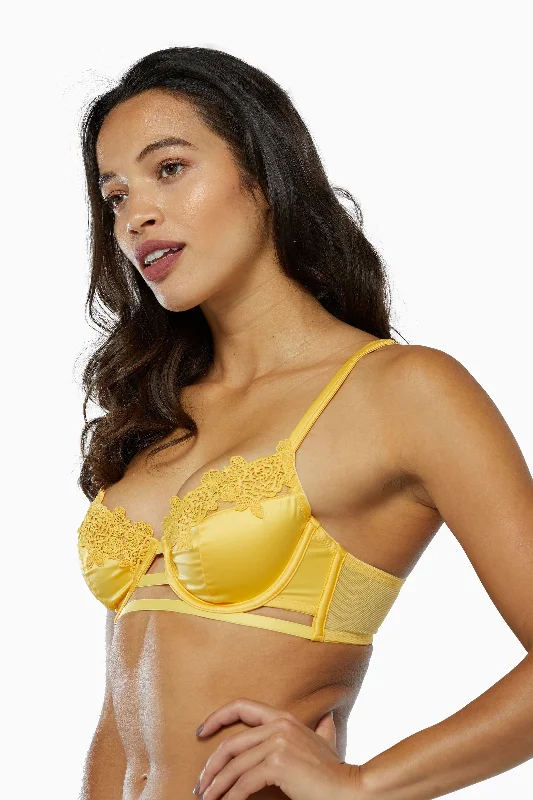 convertible bras with adjustable straps Bra with a soft - touch lining for a luxurious experience Vivienne Mustard Net Satin and Lace Trim Bra convertible bras with adjustable straps Bra with a soft - touch lining for a luxurious experience Vivienne Mustard Net Satin and Lace Trim Bra