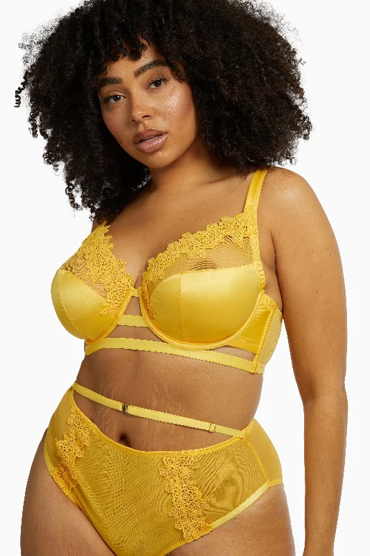 moisture wicking sleep bras for hot sleepers T - shirt bras with a seamless and smooth finish for wearing under T - shirts Playful Promises Vivienne Mustard Net Satin and Lace Trim Curve Bra moisture wicking sleep bras for hot sleepers T - shirt bras with a seamless and smooth finish for wearing under T - shirts Playful Promises Vivienne Mustard Net Satin and Lace Trim Curve Bra