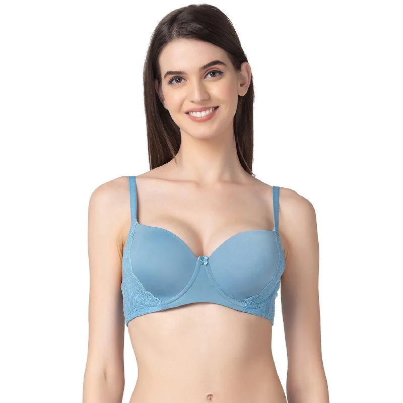 strapless bras for backless dresses Bra with a balconette style for a flirty neckline Padded Wired Bra Light Blue strapless bras for backless dresses Bra with a balconette style for a flirty neckline Padded Wired Bra Light Blue