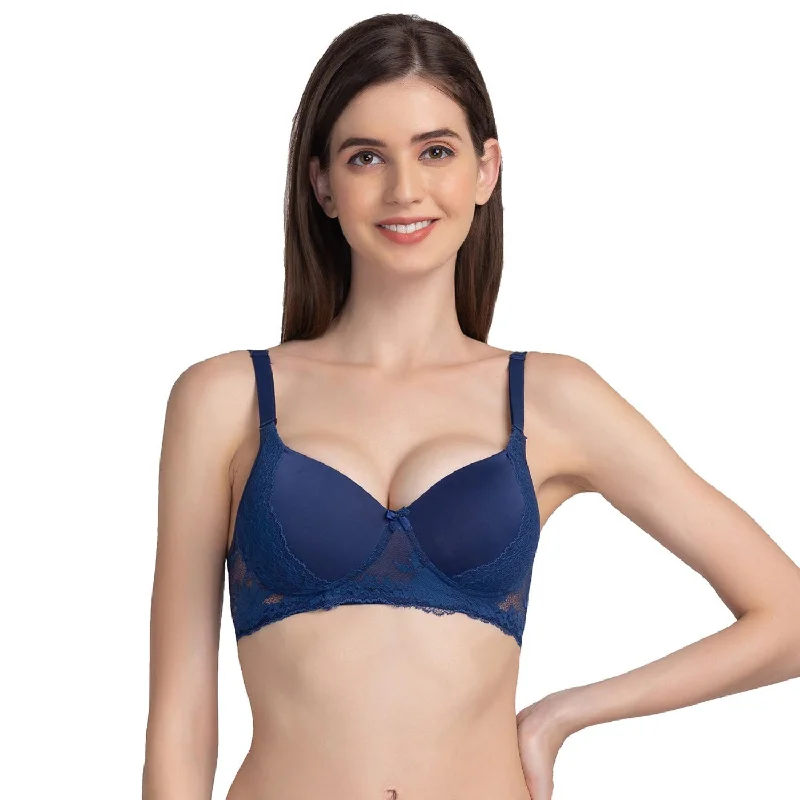 balconette lace bras for a feminine touch Long - line bras for added support and a slimming effect Padded Full coverage Bra Navy Blue balconette lace bras for a feminine touch Long - line bras for added support and a slimming effect Padded Full coverage Bra Navy Blue