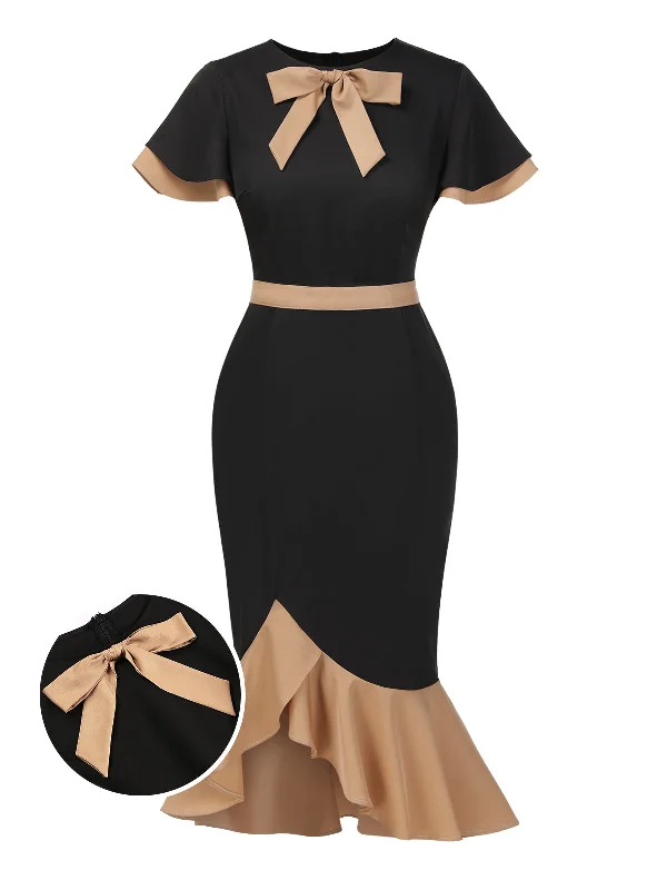 Long - Sleeve Women Dress in Velvet for a Luxurious Winter Look Long - Sleeve Women Dress in Velvet for a Luxurious Winter Look [Pre-Sale] 1930s Contrast Bow Tie Ruffle Hem Mermaid Dress