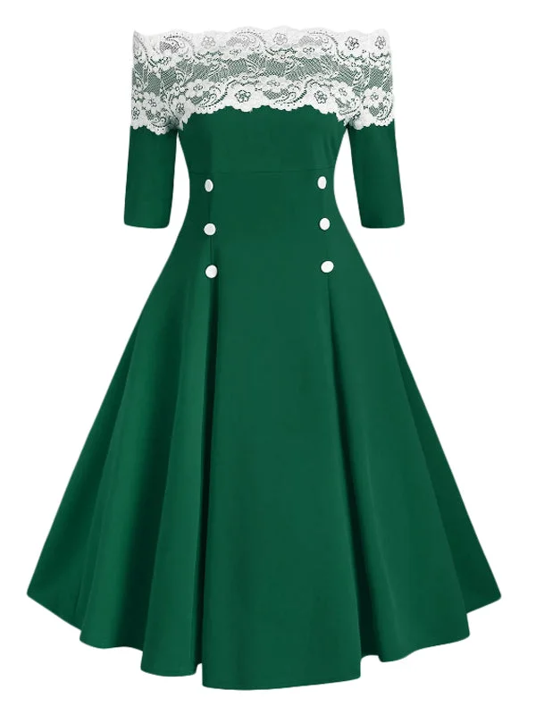 Lace - Embellished Women Dress for an Elegant and Sophisticated Appearance Lace - Embellished Women Dress for an Elegant and Sophisticated Appearance 1950s Off Shoulder Button Embellished Dress Lace - Embellished Women Dress for an Elegant and Sophisticated Appearance Lace - Embellished Women Dress for an Elegant and Sophisticated Appearance 1950s Off Shoulder Button Embellished Dress