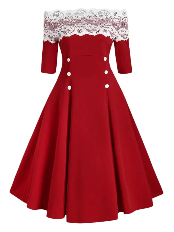 Sleeveless Women Dress in Bright Colors for Summer Parties Sleeveless Women Dress in Bright Colors for Summer Parties 1950s Off Shoulder Button Embellished Dress