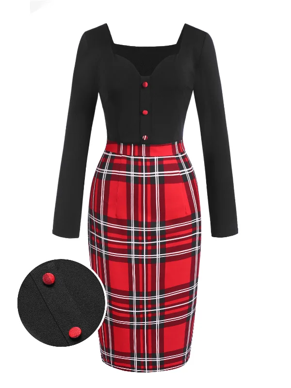 Halter Neck Women Dress to Show Off the Shoulders and Neckline Halter Neck Women Dress to Show Off the Shoulders and Neckline [Pre-Sale] 1960s Heart Neck Button Tartan Plaid Pencil Dress