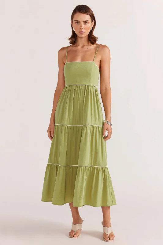 Lace - Embellished Women Dress for an Elegant and Sophisticated Appearance Lace - Embellished Women Dress for an Elegant and Sophisticated Appearance Alexe Matcha Tie Back Midi Dress