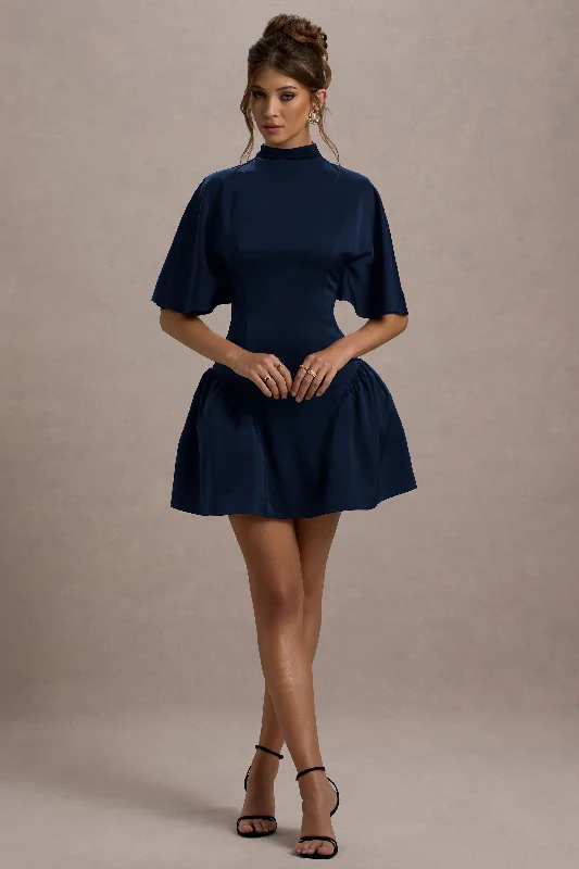 Sheath Women Dress with a Tailored Fit for a Professional Look Sheath Women Dress with a Tailored Fit for a Professional Look Alva | Navy High-Neck Short-Sleeve Mini Dress With Volume Skirt Sheath Women Dress with a Tailored Fit for a Professional Look Sheath Women Dress with a Tailored Fit for a Professional Look Alva | Navy High-Neck Short-Sleeve Mini Dress With Volume Skirt