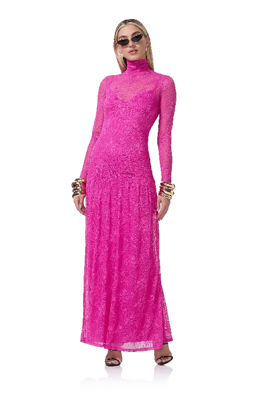 Mermaid - Style Women Dress with a Fitted Silhouette for Special Occasions Mermaid - Style Women Dress with a Fitted Silhouette for Special Occasions Amala Lace Dress - Cosmo Pink Mermaid - Style Women Dress with a Fitted Silhouette for Special Occasions Mermaid - Style Women Dress with a Fitted Silhouette for Special Occasions Amala Lace Dress - Cosmo Pink