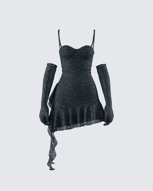 Mermaid - Style Women Dress with a Fitted Silhouette for Special Occasions Mermaid - Style Women Dress with a Fitted Silhouette for Special Occasions Anyssa Black Shimmer Mini Dress And Gloves Mermaid - Style Women Dress with a Fitted Silhouette for Special Occasions Mermaid - Style Women Dress with a Fitted Silhouette for Special Occasions Anyssa Black Shimmer Mini Dress And Gloves