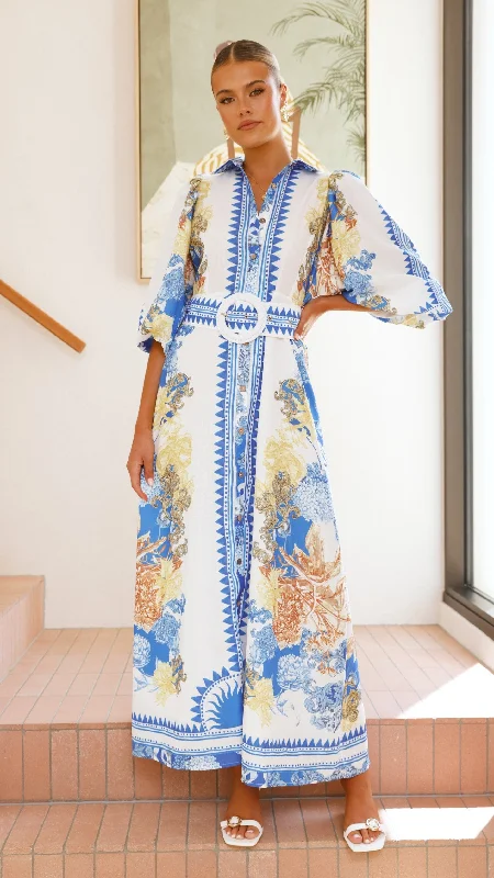 Plus Size Women Dress with a Flattering A - Line Cut for Comfort and Style Plus Size Women Dress with a Flattering A - Line Cut for Comfort and Style Arana Maxi Dress - Blue/White Print Plus Size Women Dress with a Flattering A - Line Cut for Comfort and Style Plus Size Women Dress with a Flattering A - Line Cut for Comfort and Style Arana Maxi Dress - Blue/White Print