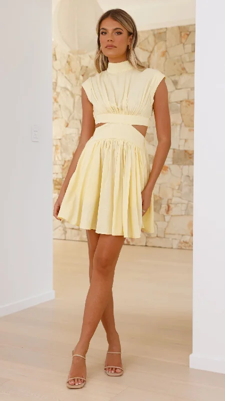 Halter Neck Women Dress to Show Off the Shoulders and Neckline Halter Neck Women Dress to Show Off the Shoulders and Neckline Beatrice Mini Dress - Yellow Halter Neck Women Dress to Show Off the Shoulders and Neckline Halter Neck Women Dress to Show Off the Shoulders and Neckline Beatrice Mini Dress - Yellow