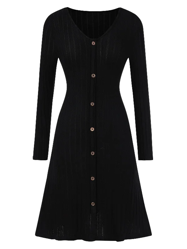 Pleated Women Dress with a Timeless and Elegant Texture Pleated Women Dress with a Timeless and Elegant Texture Black 1940s V-Neck Solid Knitted Dress Pleated Women Dress with a Timeless and Elegant Texture Pleated Women Dress with a Timeless and Elegant Texture Black 1940s V-Neck Solid Knitted Dress