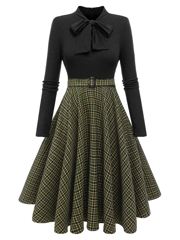Ball Gown Women Dress with a Full Skirt for a Princess - like Look Ball Gown Women Dress with a Full Skirt for a Princess - like Look [Pre-Sale] Black 1950s Plaid Knitting Dress