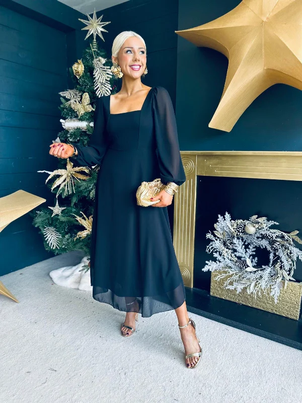Long - Sleeve Women Dress in Velvet for a Luxurious Winter Look Long - Sleeve Women Dress in Velvet for a Luxurious Winter Look Caitlin Square Neck Midi Dress Black Long - Sleeve Women Dress in Velvet for a Luxurious Winter Look Long - Sleeve Women Dress in Velvet for a Luxurious Winter Look Caitlin Square Neck Midi Dress Black