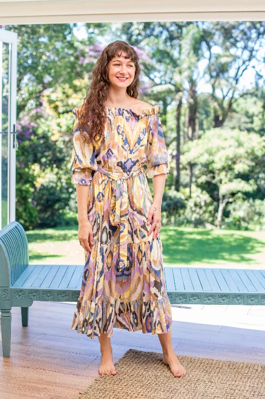 Sleeveless Women Dress in Bright Colors for Summer Parties Sleeveless Women Dress in Bright Colors for Summer Parties Gypsy Dress- Ikat (light)