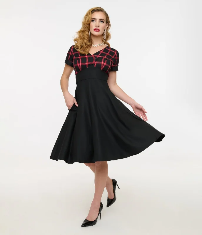 Lace - Embellished Women Dress for an Elegant and Sophisticated Appearance Lace - Embellished Women Dress for an Elegant and Sophisticated Appearance Hell Bunny 1950s Red & Black Tartan Janine Swing Dress