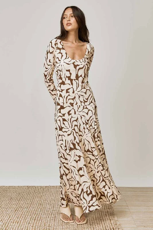 Mermaid - Style Women Dress with a Fitted Silhouette for Special Occasions Mermaid - Style Women Dress with a Fitted Silhouette for Special Occasions High Tide Coffee Print LS Midi Dress Mermaid - Style Women Dress with a Fitted Silhouette for Special Occasions Mermaid - Style Women Dress with a Fitted Silhouette for Special Occasions High Tide Coffee Print LS Midi Dress