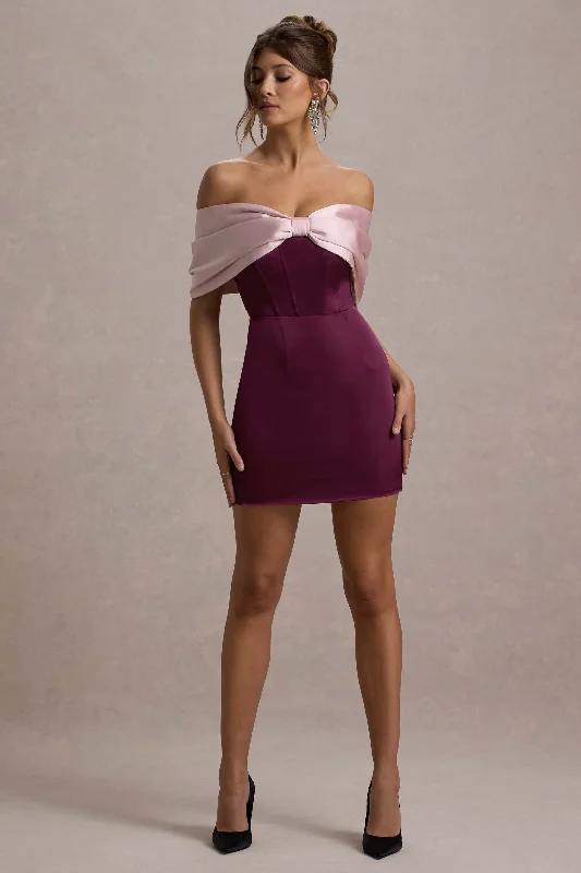 Empire Waist Women Dress to Accentuate the Bust and Conceal the Waist Empire Waist Women Dress to Accentuate the Bust and Conceal the Waist Linley | Burgundy & Pink Satin Bow Bardot Mini Dress Empire Waist Women Dress to Accentuate the Bust and Conceal the Waist Empire Waist Women Dress to Accentuate the Bust and Conceal the Waist Linley | Burgundy & Pink Satin Bow Bardot Mini Dress