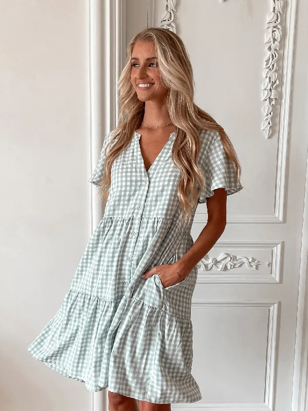 Lace - Embellished Women Dress for an Elegant and Sophisticated Appearance Lace - Embellished Women Dress for an Elegant and Sophisticated Appearance Maiya Dress - Sage Gingham Lace - Embellished Women Dress for an Elegant and Sophisticated Appearance Lace - Embellished Women Dress for an Elegant and Sophisticated Appearance Maiya Dress - Sage Gingham