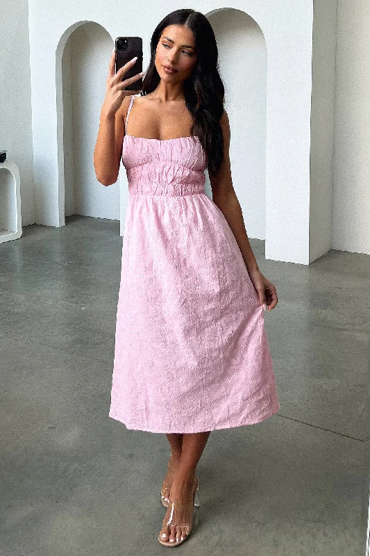 Strapless Women Dress with a Built - in Bra for Comfort and Support Strapless Women Dress with a Built - in Bra for Comfort and Support Mik Midi Dress - Pink Strapless Women Dress with a Built - in Bra for Comfort and Support Strapless Women Dress with a Built - in Bra for Comfort and Support Mik Midi Dress - Pink