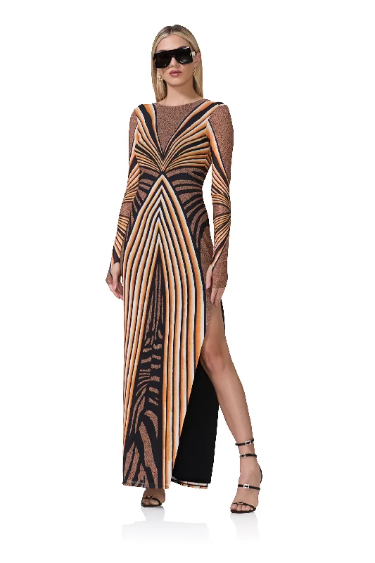 Long - Sleeve Women Dress in Velvet for a Luxurious Winter Look Long - Sleeve Women Dress in Velvet for a Luxurious Winter Look Nettie Dress - Caramel Animal Long - Sleeve Women Dress in Velvet for a Luxurious Winter Look Long - Sleeve Women Dress in Velvet for a Luxurious Winter Look Nettie Dress - Caramel Animal