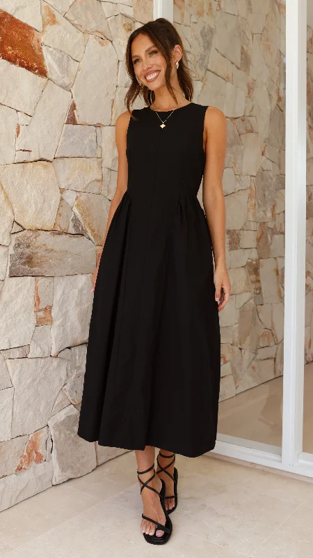 Pleated Women Dress with a Timeless and Elegant Texture Pleated Women Dress with a Timeless and Elegant Texture Nikayla Midi Dress - Black Pleated Women Dress with a Timeless and Elegant Texture Pleated Women Dress with a Timeless and Elegant Texture Nikayla Midi Dress - Black