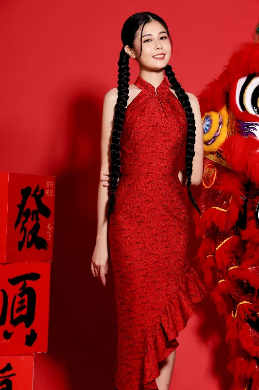Wrap - Style Women Dress with Adjustable Fit for All Body Types Wrap - Style Women Dress with Adjustable Fit for All Body Types Olia Oriental Ruffle Qipao Dress Wrap - Style Women Dress with Adjustable Fit for All Body Types Wrap - Style Women Dress with Adjustable Fit for All Body Types Olia Oriental Ruffle Qipao Dress