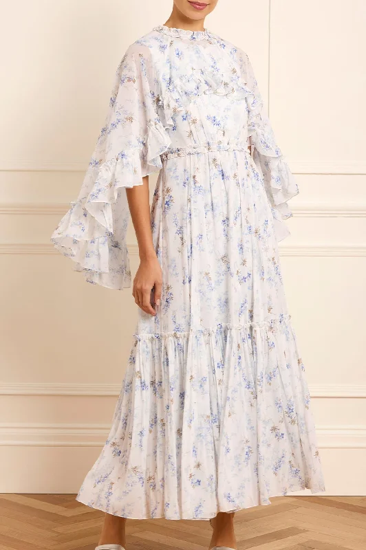 Pleated Women Dress with a Timeless and Elegant Texture Pleated Women Dress with a Timeless and Elegant Texture Ophelia Ditsy Harper Chiffon Cape Ankle Gown