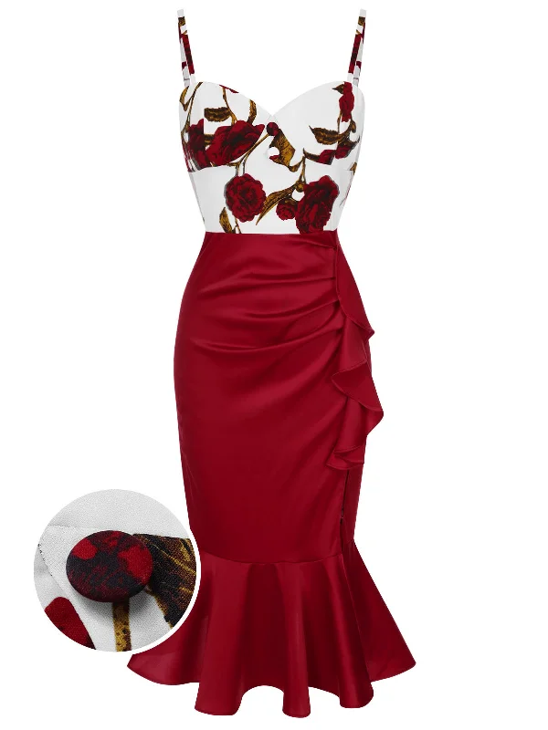 Halter Neck Women Dress to Show Off the Shoulders and Neckline Halter Neck Women Dress to Show Off the Shoulders and Neckline [Pre-Sale] Red 1930s Spaghetti Strap Rose Mermaid Dress