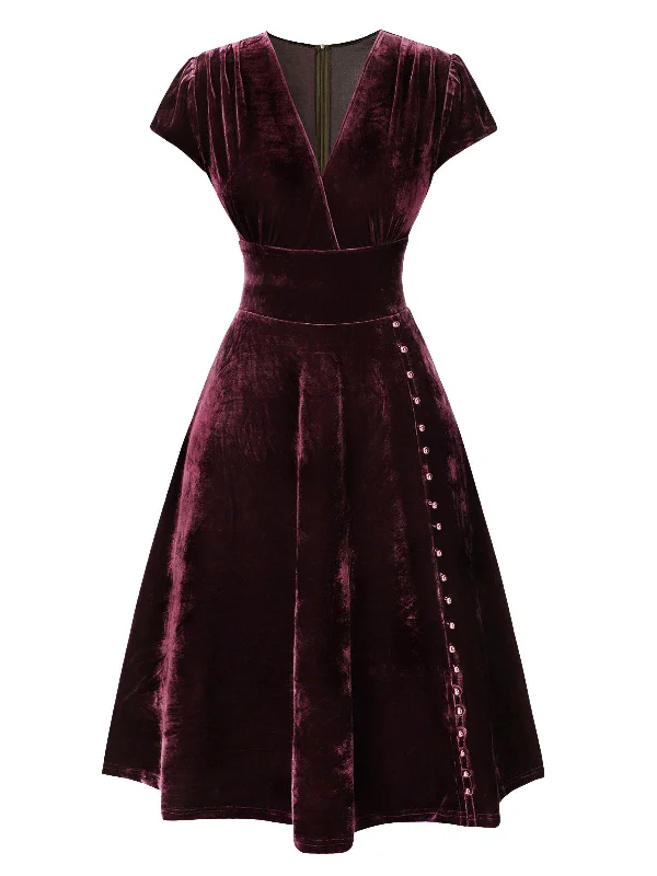 Ruffled Women Dress with Multiple Layers for a Playful and Girly Style Ruffled Women Dress with Multiple Layers for a Playful and Girly Style [Pre-Sale] Red 1940s Deep V-Neck Pearl Velvet Dress