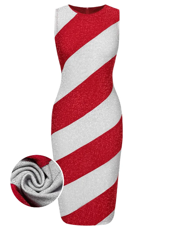 Mermaid - Style Women Dress with a Fitted Silhouette for Special Occasions Mermaid - Style Women Dress with a Fitted Silhouette for Special Occasions [Pre-Sale] Red&White 1960s Pinstriped Pencil Dress