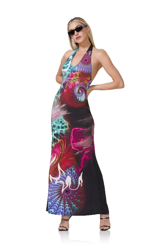 Little Black Women Dress with Sequins for a Glamorous Night Out Little Black Women Dress with Sequins for a Glamorous Night Out Rue Maxi Dress - Water Abstract