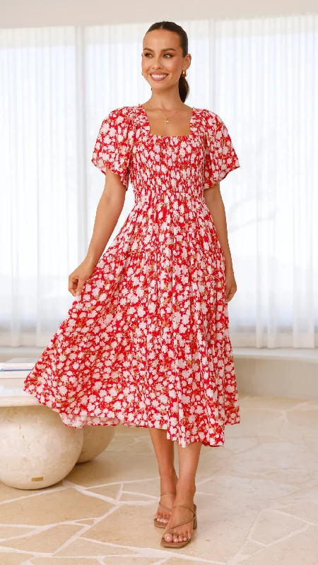 Sleeveless Women Dress in Bright Colors for Summer Parties Sleeveless Women Dress in Bright Colors for Summer Parties Sammi Midi Dress - Red Floral Sleeveless Women Dress in Bright Colors for Summer Parties Sleeveless Women Dress in Bright Colors for Summer Parties Sammi Midi Dress - Red Floral