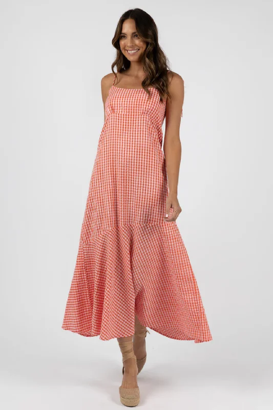 Mermaid - Style Women Dress with a Fitted Silhouette for Special Occasions Mermaid - Style Women Dress with a Fitted Silhouette for Special Occasions Sienna Pink Red Cotton Check Midi Dress Mermaid - Style Women Dress with a Fitted Silhouette for Special Occasions Mermaid - Style Women Dress with a Fitted Silhouette for Special Occasions Sienna Pink Red Cotton Check Midi Dress