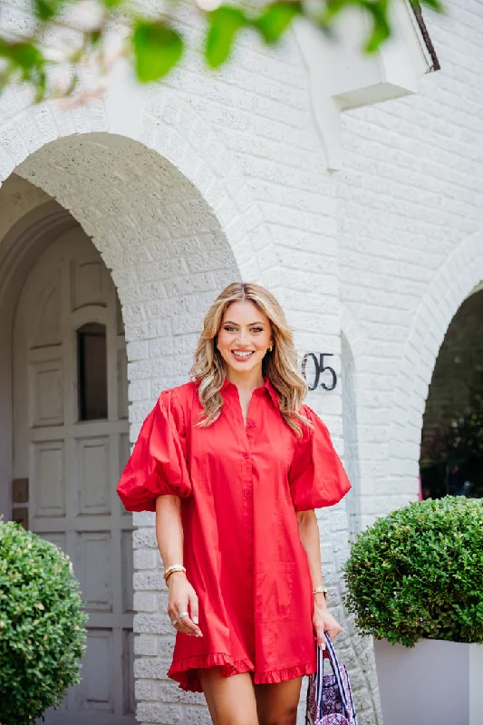Mermaid - Style Women Dress with a Fitted Silhouette for Special Occasions Mermaid - Style Women Dress with a Fitted Silhouette for Special Occasions Solid Puff Sleeve Ruffle Pocket Dress