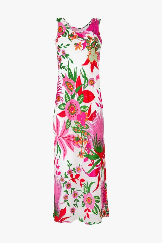 Strapless Women Dress with a Built - in Bra for Comfort and Support Strapless Women Dress with a Built - in Bra for Comfort and Support South Beach Pink Floral Maxi Dress