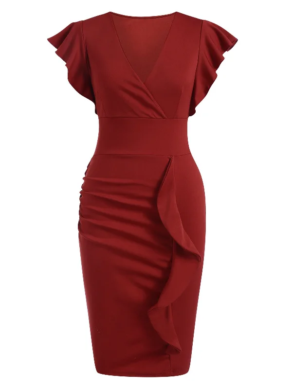 Shift Women Dress with a Simple and Classic Design for Everyday Wear Shift Women Dress with a Simple and Classic Design for Everyday Wear Wine Red 1960s Solid Ruffle Trim Dress Shift Women Dress with a Simple and Classic Design for Everyday Wear Shift Women Dress with a Simple and Classic Design for Everyday Wear Wine Red 1960s Solid Ruffle Trim Dress