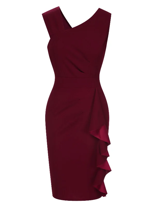 Shift Women Dress with a Simple and Classic Design for Everyday Wear Shift Women Dress with a Simple and Classic Design for Everyday Wear Wine Red 1960s Solid Ruffle Trim Pencil Dress Shift Women Dress with a Simple and Classic Design for Everyday Wear Shift Women Dress with a Simple and Classic Design for Everyday Wear Wine Red 1960s Solid Ruffle Trim Pencil Dress